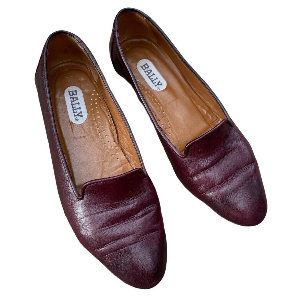 Bally Women Loafers Burgundy Red Flats Italy - Picture 2 of 7